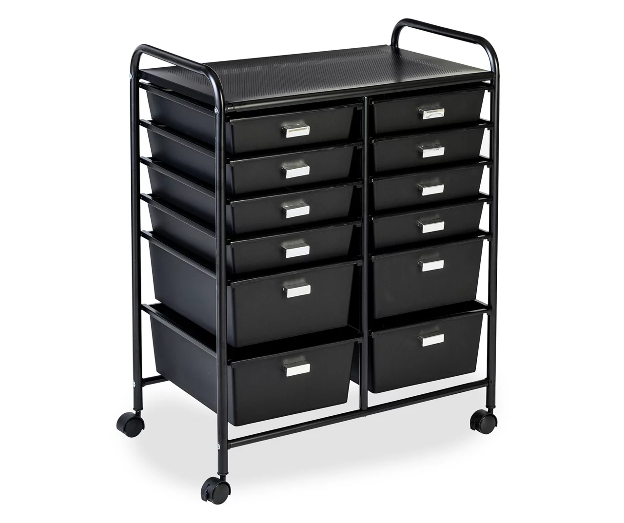 Black Metal 12-Drawer Rolling Storage Cart 3 Black Metal 12-Drawer Rolling Storage Cart - Image 3