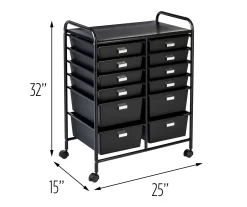 Black Metal 12-Drawer Rolling Storage Cart 10 Black Metal 12-Drawer Rolling Storage Cart -Chic Furniture Shop 810539917 5