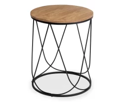 Black & Natural Round Side Table -Chic Furniture Shop 810539920 3