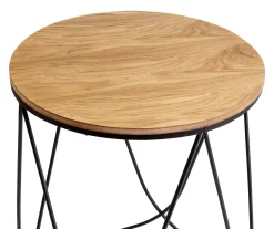 Black & Natural Round Side Table -Chic Furniture Shop 810539920 4