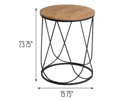 Black & Natural Round Side Table -Chic Furniture Shop 810539920 5