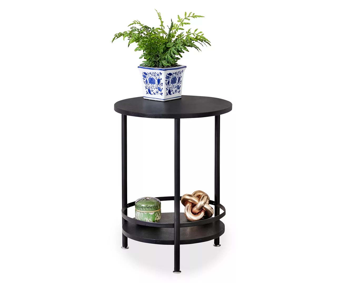 Black Round 2-Tier Side Table 1 Black Round 2-Tier Side Table