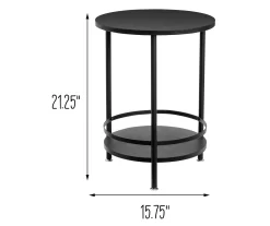 Black Round 2-Tier Side Table 10 Black Round 2-Tier Side Table -Chic Furniture Shop 810539922 5