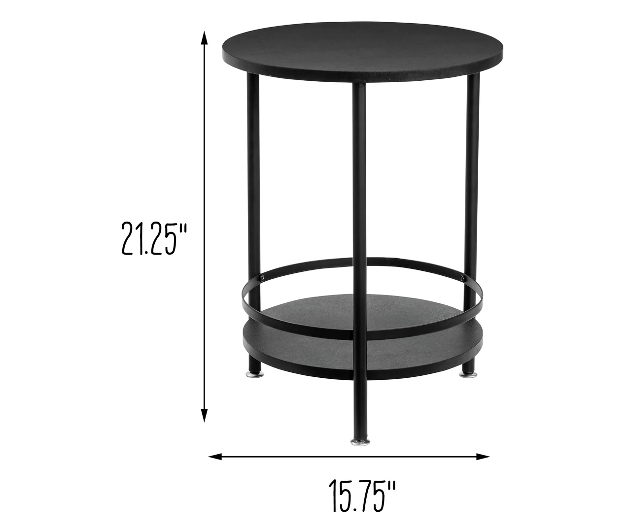 Black Round 2-Tier Side Table 5 Black Round 2-Tier Side Table - Image 5