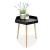 Black Hexagon Wood Leg End Table