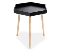 Black Hexagon Wood Leg End Table -Chic Furniture Shop 810539923 3