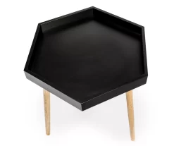Black Hexagon Wood Leg End Table -Chic Furniture Shop 810539923 4