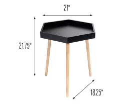Black Hexagon Wood Leg End Table -Chic Furniture Shop 810539923 5