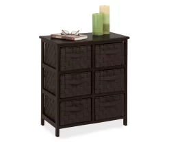 Black 6-Drawer Woven Strap Chest