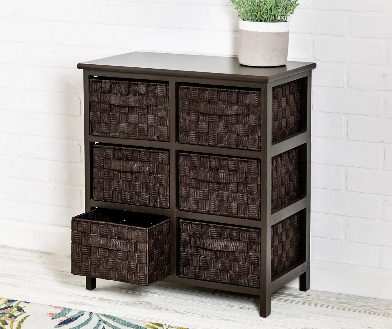Black 6-Drawer Woven Strap Chest 2 Black 6-Drawer Woven Strap Chest - Image 2