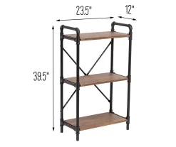 Black Industrial 3-Tier Bookshelf -Chic Furniture Shop 810539936 5