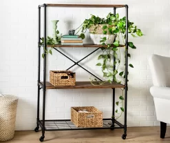Rustic Black 4-Tier Industrial Rolling Bookshelf 8 Rustic Black 4-Tier Industrial Rolling Bookshelf -Chic Furniture Shop 810539937 3