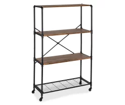 Rustic Black 4-Tier Industrial Rolling Bookshelf 9 Rustic Black 4-Tier Industrial Rolling Bookshelf -Chic Furniture Shop 810539937 4