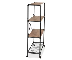 Rustic Black 4-Tier Industrial Rolling Bookshelf 10 Rustic Black 4-Tier Industrial Rolling Bookshelf -Chic Furniture Shop 810539937 5
