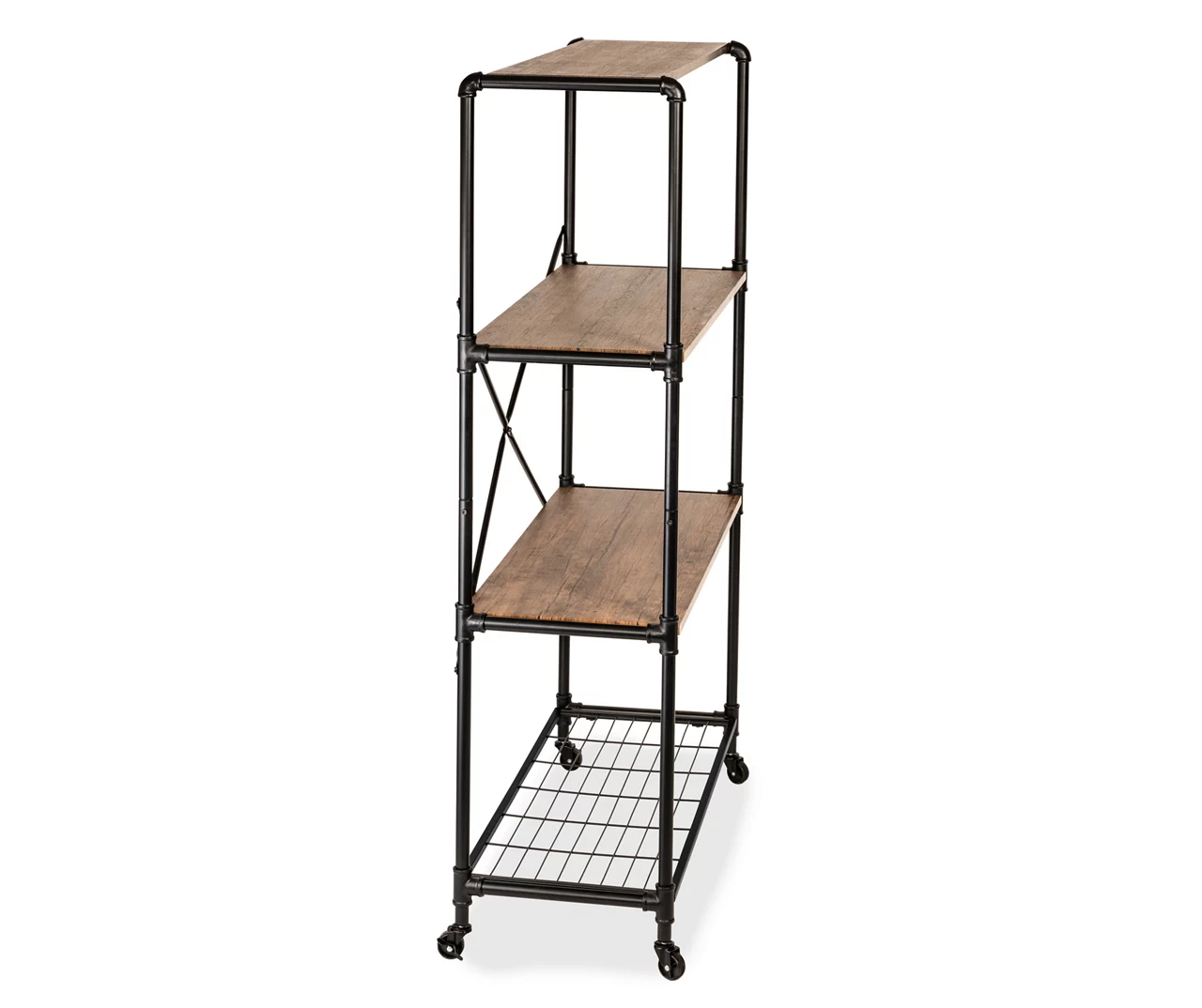 Rustic Black 4-Tier Industrial Rolling Bookshelf 5 Rustic Black 4-Tier Industrial Rolling Bookshelf - Image 5