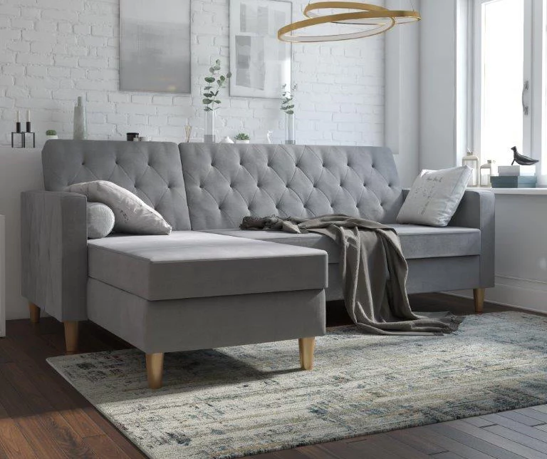 CosmoLiving Liberty Gray Chenille Sectional Storage Futon 2 CosmoLiving Liberty Gray Chenille Sectional Storage Futon - Image 2