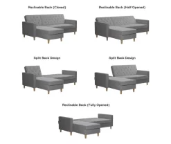 CosmoLiving Liberty Gray Chenille Sectional Storage Futon 11 CosmoLiving Liberty Gray Chenille Sectional Storage Futon -Chic Furniture Shop 810541025 6