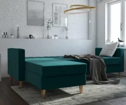 CosmoLiving Liberty Green Velvet Sectional Storage Futon 9 CosmoLiving Liberty Green Velvet Sectional Storage Futon -Chic Furniture Shop 810541026 3