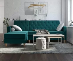 CosmoLiving Liberty Green Velvet Sectional Storage Futon 10 CosmoLiving Liberty Green Velvet Sectional Storage Futon -Chic Furniture Shop 810541026 4