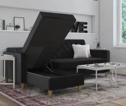 CosmoLiving Liberty Black Velvet Sectional Storage Futon 8 CosmoLiving Liberty Black Velvet Sectional Storage Futon -Chic Furniture Shop 810541040 2