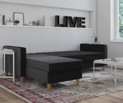 CosmoLiving Liberty Black Velvet Sectional Storage Futon 9 CosmoLiving Liberty Black Velvet Sectional Storage Futon -Chic Furniture Shop 810541040 3