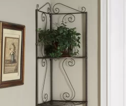 Copper Metal 4-Shelf Etagere Corner Bookcase -Chic Furniture Shop 810542455 3