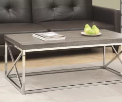 Dark Taupe & Chrome Metal Coffee Table -Chic Furniture Shop 810542479 1