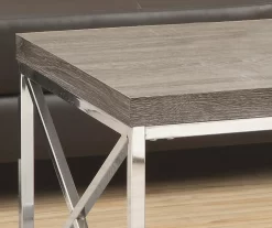 Dark Taupe & Chrome Metal Coffee Table -Chic Furniture Shop 810542479 3