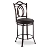 Dakota Coffee Brown Metal Faux Leather Upholstered Counter Stool