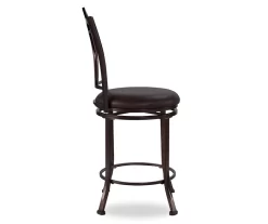 Dakota Coffee Brown Metal Faux Leather Upholstered Counter Stool -Chic Furniture Shop 810543039 5