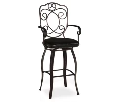 Nate Bronze Faux Leather Upholstered Crested Back Bar Stool