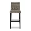 Liz Black & White Upholstered Ikat Pattern Driftwood Bar Stool