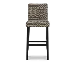 Liz Black & White Upholstered Ikat Pattern Driftwood Bar Stool -Chic Furniture Shop 810543084 3