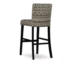 Liz Black & White Upholstered Ikat Pattern Driftwood Bar Stool -Chic Furniture Shop 810543084 4
