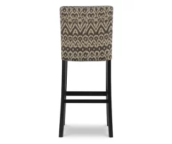 Liz Black & White Upholstered Ikat Pattern Driftwood Bar Stool -Chic Furniture Shop 810543084 5