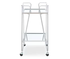 Hampton Silver 2-Shelf Rolling Steel Bar Cart -Chic Furniture Shop 810543098 4