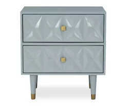 Urban Fresh Gray & Gold 2-Drawer Textured Geometric Nightstand -Chic Furniture Shop 810543104 3