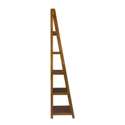 Presley Walnut 5-Shelf Ladder Bookcase -Chic Furniture Shop 810543154 3