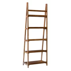 Presley Walnut 5-Shelf Ladder Bookcase -Chic Furniture Shop 810543154 4