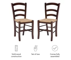 Bordeaux Walnut Handwoven Ladder Back Side Chairs, 2-Pack -Chic Furniture Shop 810543200 A8 4