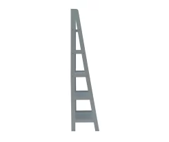Boston Gray 5-Shelf Wooden Ladder Bookcase -Chic Furniture Shop 810543216 5