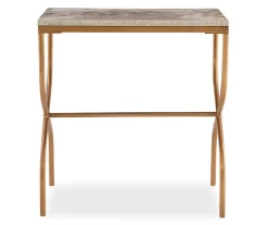 Global Designs Gold Geometric Capiz Mosaic Fish Pattern Accent Table -Chic Furniture Shop 810543217 3