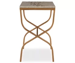 Global Designs Gold Geometric Capiz Mosaic Fish Pattern Accent Table -Chic Furniture Shop 810543217 4