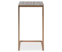 Global Designs Gold Geometric Capiz Mosaic Fish Pattern C Accent Table -Chic Furniture Shop 810543218 3