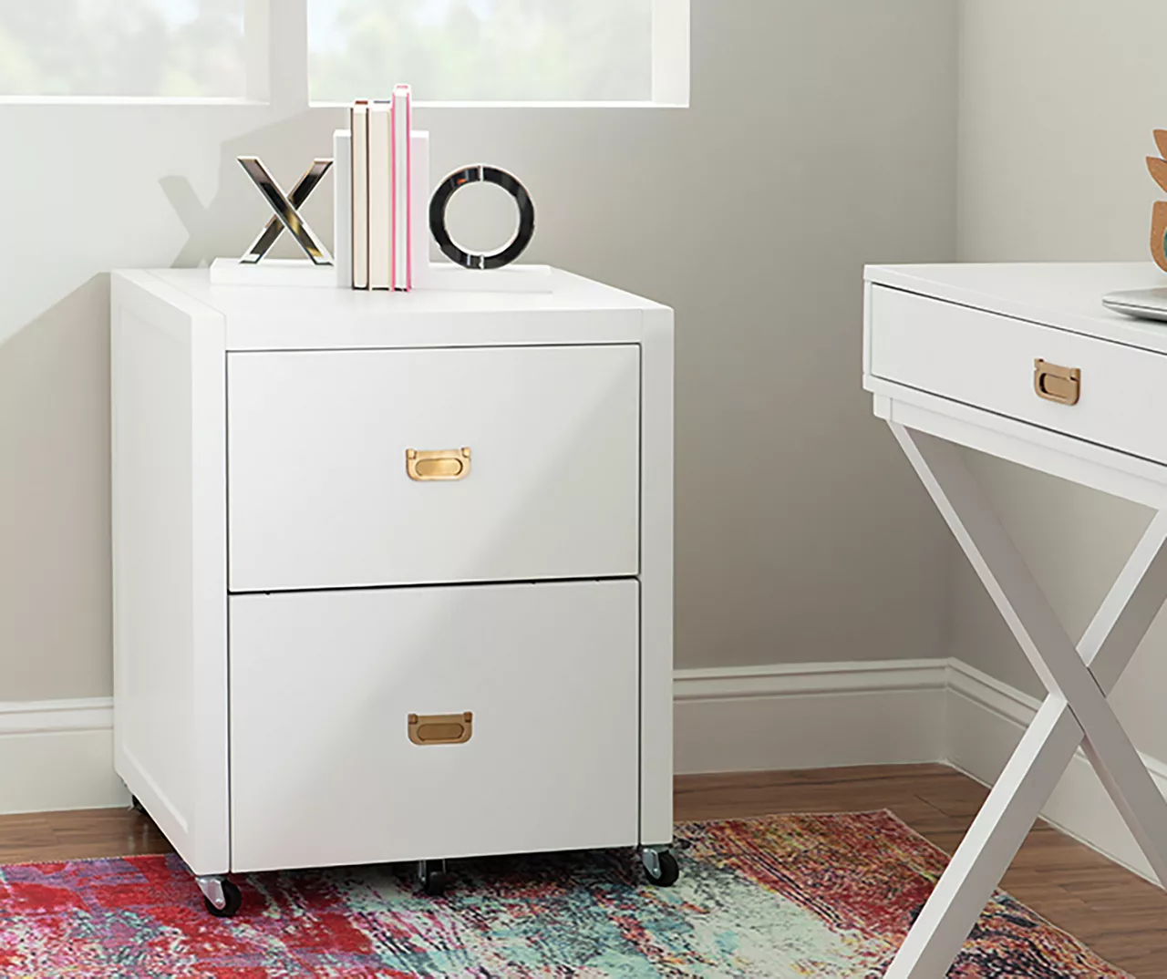 Kari White 2-Drawer Rolling Filing Cabinet 2 Kari White 2-Drawer Rolling Filing Cabinet - Image 2