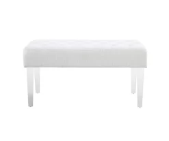 Marie Glitz White Tufted Linen Acrylic Leg Bench 20 Marie Glitz White Tufted Linen Acrylic Leg Bench -Chic Furniture Shop 810543267 3