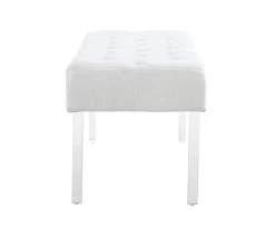 Marie Glitz White Tufted Linen Acrylic Leg Bench 21 Marie Glitz White Tufted Linen Acrylic Leg Bench -Chic Furniture Shop 810543267 4