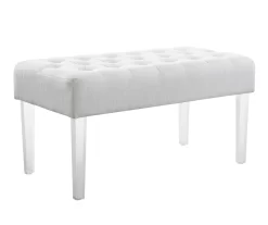 Marie Glitz White Tufted Linen Acrylic Leg Bench 15 Marie Glitz White Tufted Linen Acrylic Leg Bench -Chic Furniture Shop 810543267 A0 1