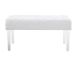 Marie Glitz White Tufted Linen Acrylic Leg Bench 19 Marie Glitz White Tufted Linen Acrylic Leg Bench -Chic Furniture Shop 810543267 A0 2