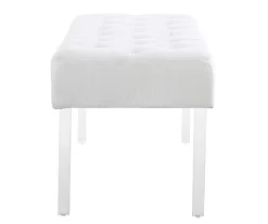 Marie Glitz White Tufted Linen Acrylic Leg Bench 14 Marie Glitz White Tufted Linen Acrylic Leg Bench -Chic Furniture Shop 810543267 A1
